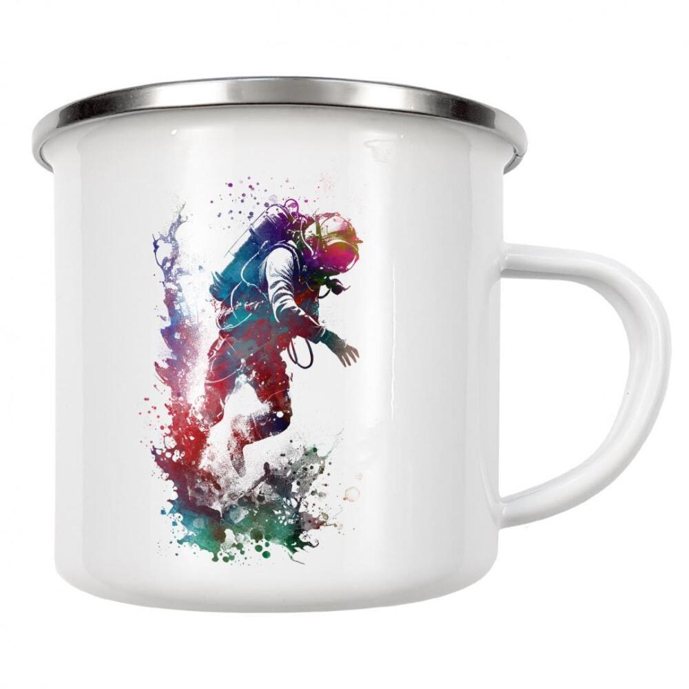 Emaille Tasse "Sporttauchen Kunst A" artboxONE - Sport,Sport / Motivation - Gerätetauchen,Gerätetauchen,Tauchen,Sport,Schwimmen