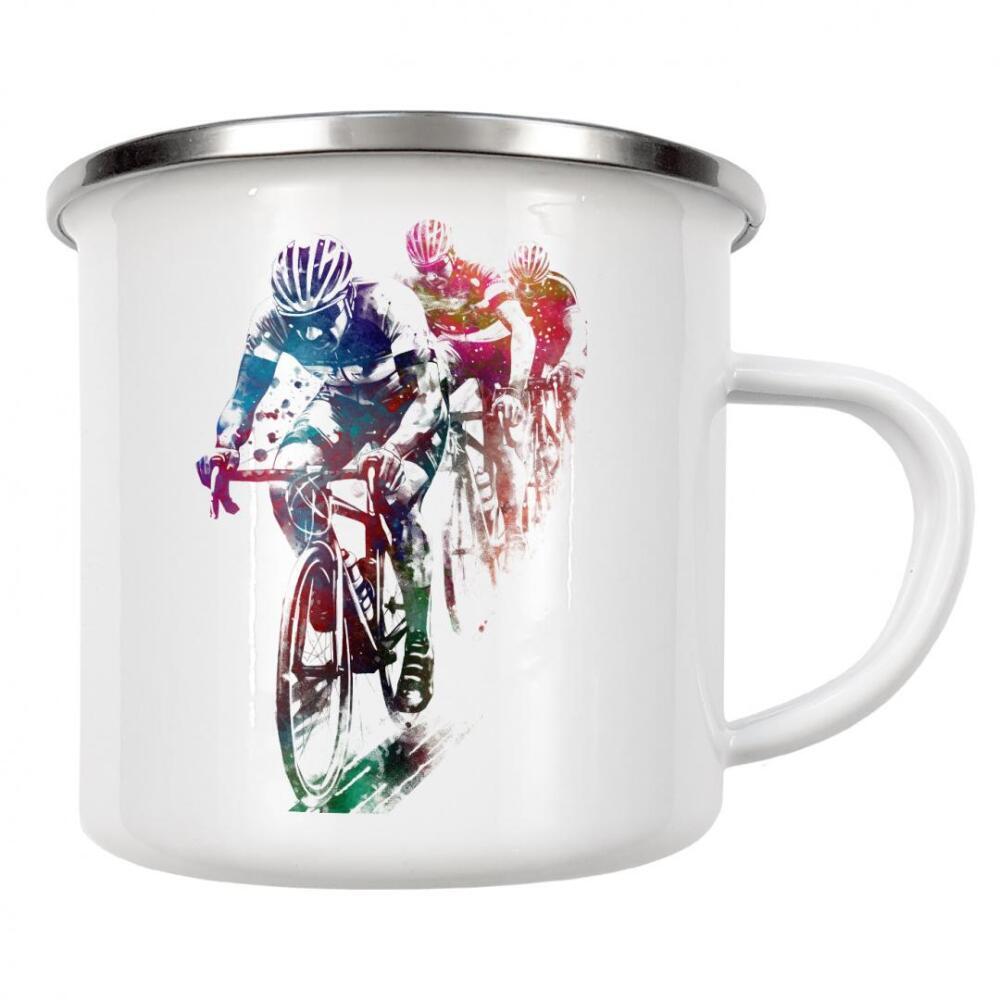 Emaille Tasse "Radsport Kunst B" artboxONE - Sport,Sport / Sommerspiele - Radfahren,Radfahrer,Sport,Fahrrad,Fahrrad,Biker