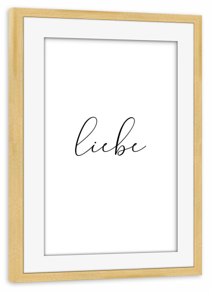 Poster mit Rahmen kiefer "(Glück Familie) Liebe" artboxONE - Typografie,Schwarzweiß,Liebe