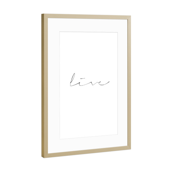 Poster mit Rahmen Gold "Live (love laugh)" artboxONE - Typografie,Schwarzweiß,Liebe - Lebe,Liebe,Lache,Motivation