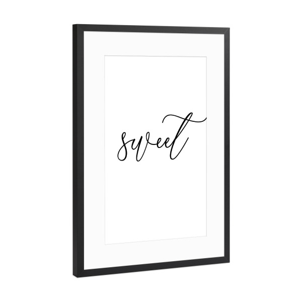 Poster mit Rahmen Schwarz (Metallic) "Sweet (Dreams)" artboxONE - Typografie,Schwarzweiß
