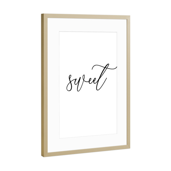 Poster mit Rahmen Gold "Sweet (Dreams)" artboxONE - Typografie,Schwarzweiß