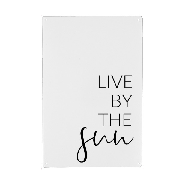 Holzbild "Live by the sun (Love by the moon)" artboxONE - Typografie,Schwarzweiß,Liebe - Liebe,Sonne,Mond,Motivation