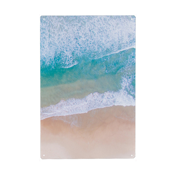 Metall Poster "Beach View - Right" artboxONE - Reise / Strand und Meer - Strand,Drohnenaufnahme,Drohne,Sommer,Meer - Blechschild