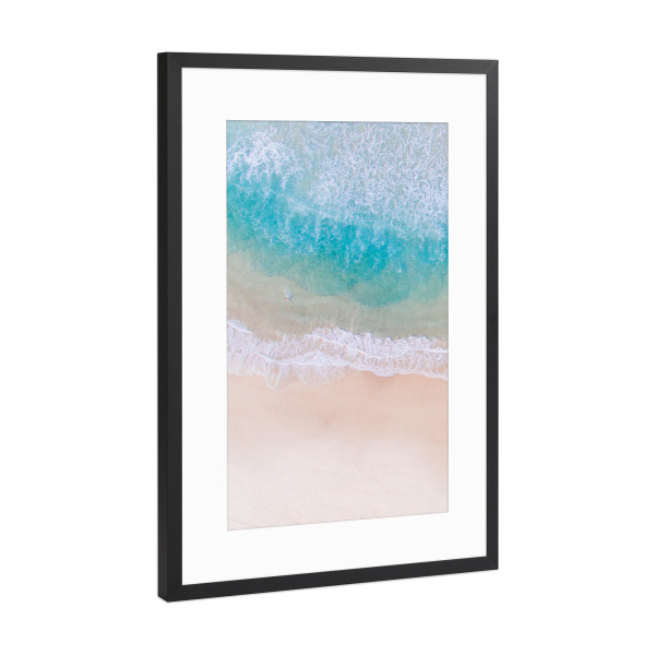 Poster mit Rahmen Schwarz (Metallic) "Beach View - Left" artboxONE - Reise / Strand und Meer - Strand,Drohnenaufnahme,Drohne,Sommer,Meer