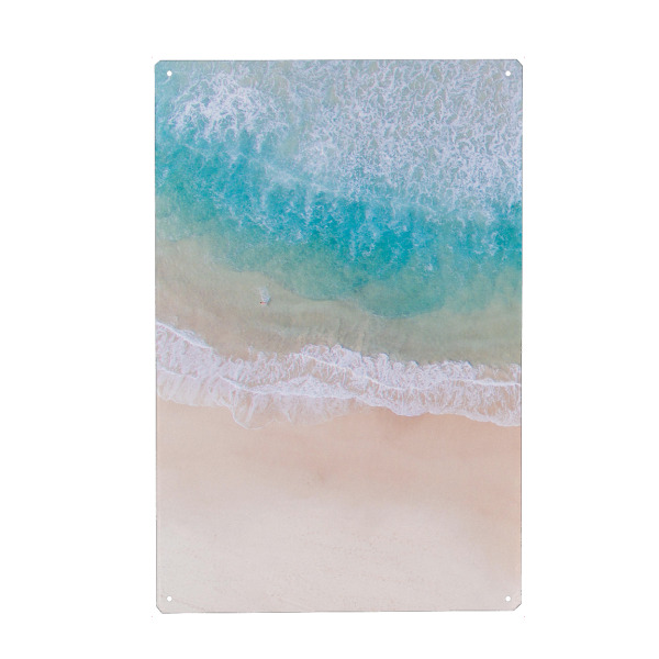Metall Poster "Beach View - Left" artboxONE - Reise / Strand und Meer - Strand,Drohnenaufnahme,Drohne,Sommer,Meer - Blechschild