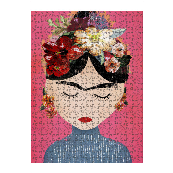 Puzzle Ravensburger "FRIDA in Pink" artboxONE - Menschen - Frida,Kahlo,Mensch,Portrait,Blumen,Vorbild,Bunt,Female,Woman,Frau - Bild frida