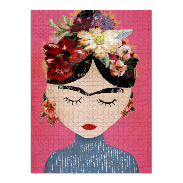 Puzzle Ravensburger "FRIDA in Pink" artboxONE - Menschen - Frida,Kahlo,Mensch,Portrait,Blumen,Vorbild,Bunt,Female,Woman,Frau - Bild frida
