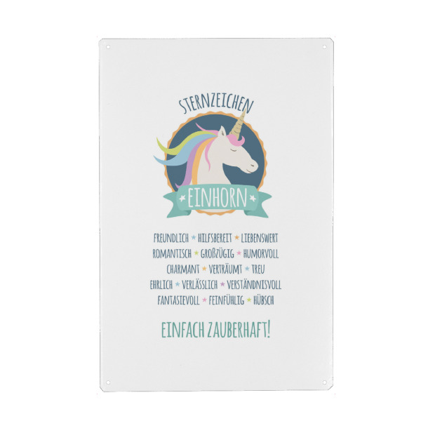 Metall Poster "Sternzeichen Einhorn" artboxONE - Fiktion,Lustig - Einhorn,Sternzeichen,Zauber - Blechschild