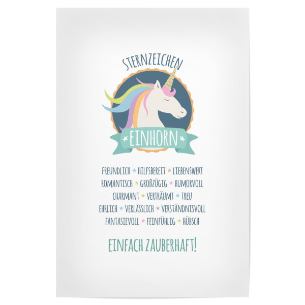Poster 30x20 cm "Sternzeichen Einhorn" artboxONE - Fiktion,Lustig - Einhorn,Sternzeichen,Zauber