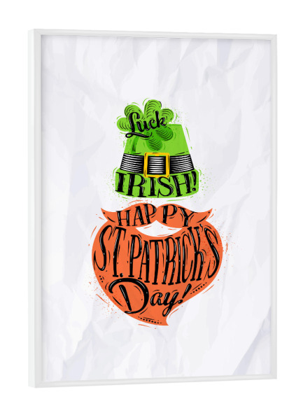 Poster mit weißem Rahmen "St Patrick Hat Beard" artboxONE - Festivals - Leprechaun,Ireland,Holiday,Clover,Irish,Patrick