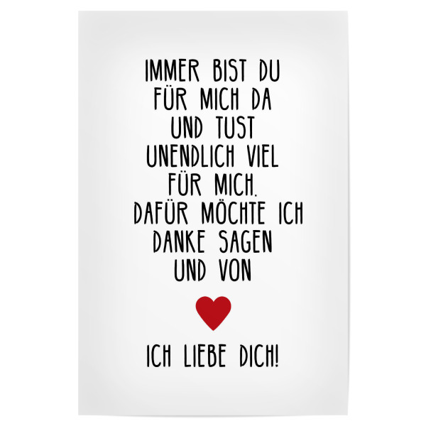 Poster 30x20 cm "Immer bist du für mich da" artboxONE - Typografie,Liebe,Für Mama