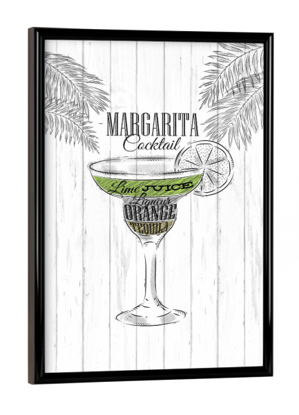 Poster mit schwarzem Rahmen "Margarita Cocktail Wood" artboxONE - Essen & Trinken / Alkohol - Cocktail,Glass,Bar,Alcohol,Party,Margarita