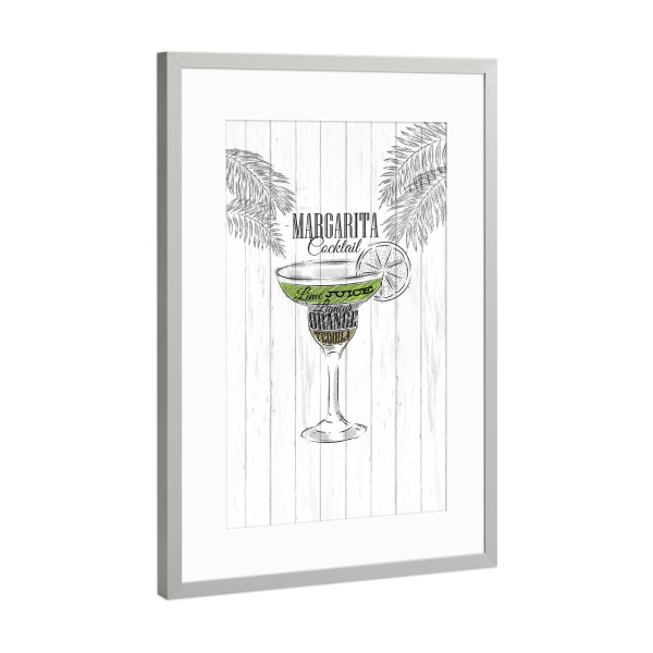 Poster mit Rahmen Silber "Margarita Cocktail Wood" artboxONE - Essen & Trinken / Alkohol - Cocktail,Glass,Bar,Alcohol,Party,Margarita