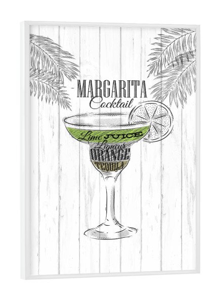 Poster mit weißem Rahmen "Margarita Cocktail Wood" artboxONE - Essen & Trinken / Alkohol - Cocktail,Glass,Bar,Alcohol,Party,Margarita