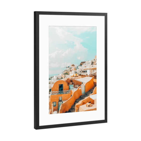 Poster mit Rahmen Schwarz (Metallic) "Santorini-II" artboxONE - Reise - Greece,Travel,Architecture,Houses,Santorini,Vacation