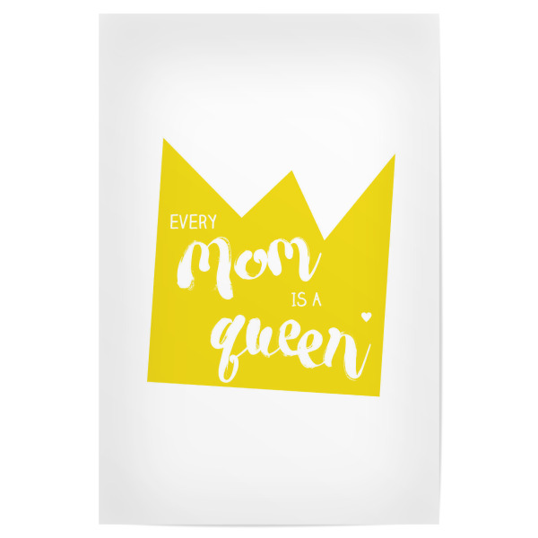 Poster 30x20 cm "Mom is a queen, yellow" artboxONE - Typografie,Für Mama