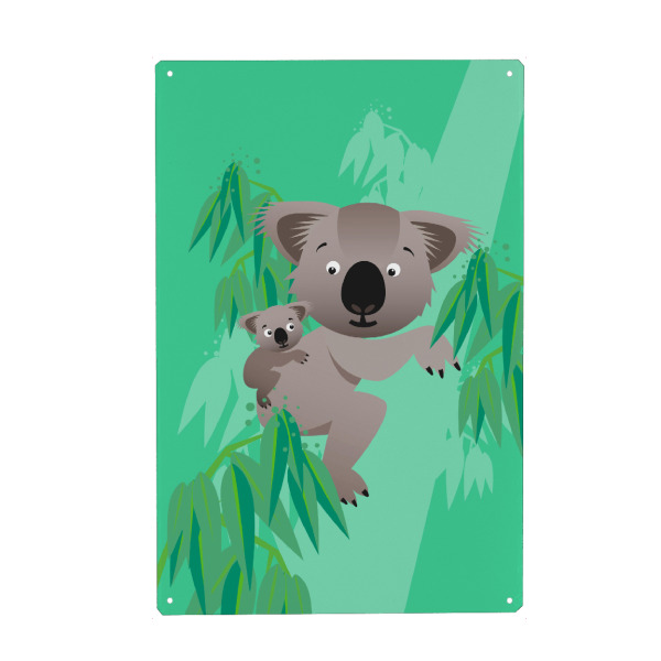 Metall Poster "Kinderzimmer Koalas" artboxONE - Für Kinder - Tiere,Kinderzimmerdekoration,Geschenk für kinder - Blechschild