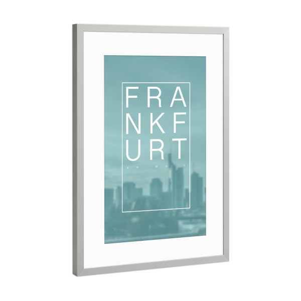 Poster mit Rahmen Silber "Frankfurt am Main Schriftzug" artboxONE - Städte,Städte / Frankfurt - Frankfurt,City,Life,Main,Stadt,Trip,Städte,Frei,Ezb