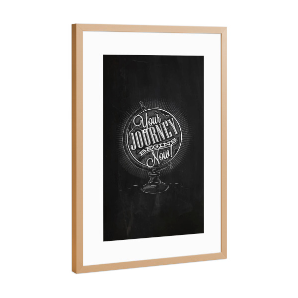 Poster mit Rahmen Kupfer "Journey globe chalk" artboxONE - Reise,Schwarzweiß