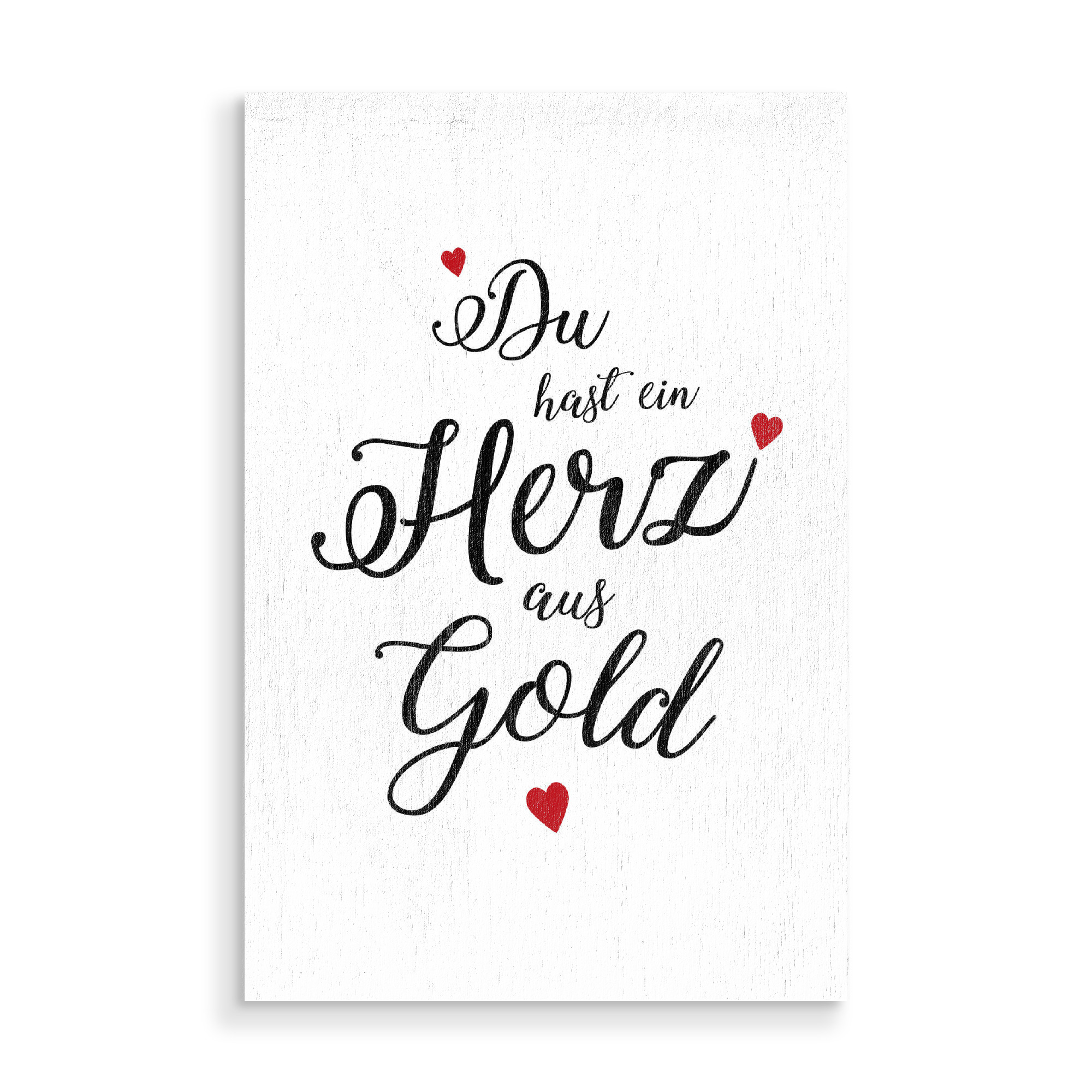Holzbild "Herz aus Gold mit roten Herzchen" artboxONE - Typografie,Schwarzweiß,Liebe,Für Mama,Für Papa