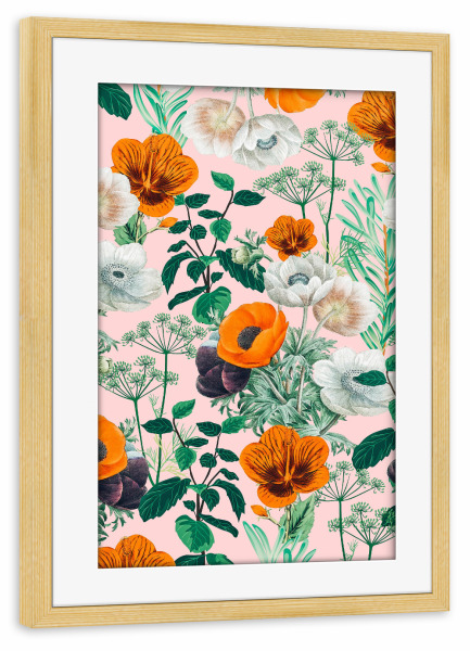 Poster mit Rahmen kiefer "Wildflowers Pattern" artboxONE - Floral