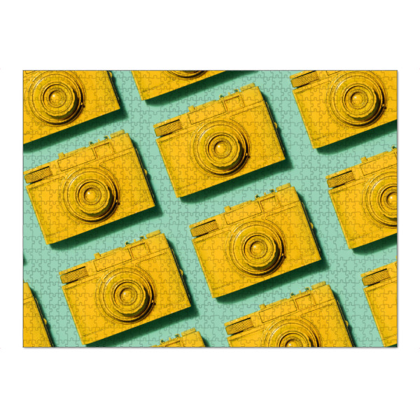 Puzzle Ravensburger "Retro yellow cameras in rows" artboxONE - Comic,Abstrakt
