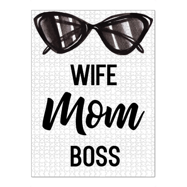 Puzzle Ravensburger "Wife, Mom, Boss" artboxONE - Schwarzweiß,Für Mama - Mothers day,Mom,Girlboss,Mama,Mum,Boss mom,Sunglasses,Wife,Mother