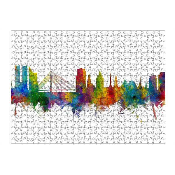 Puzzle Ravensburger "Riga Latvia Skyline" artboxONE - Städte - Riga,Latvia,Skyline,Cityscape,Painting,Watercolour,Stadtbild - Bild riga