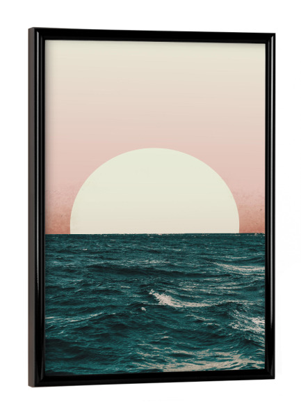 Poster mit schwarzem Rahmen "Ocean sunset art" artboxONE - Natur,Reise - Ocean sunset,Illustration,Sun,Sea,Waves,Ocean,Sunset