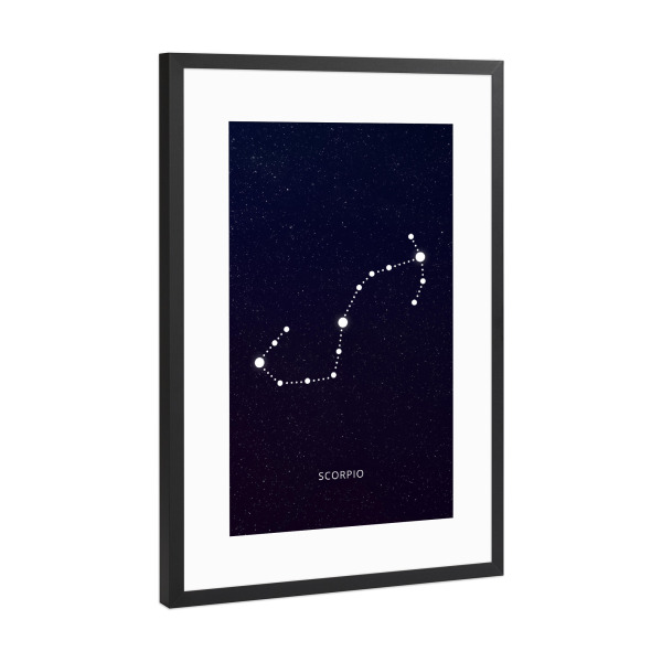 Poster mit Rahmen Schwarz (Metallic) "Scorpio zodiac astrology" artboxONE - Galaxy