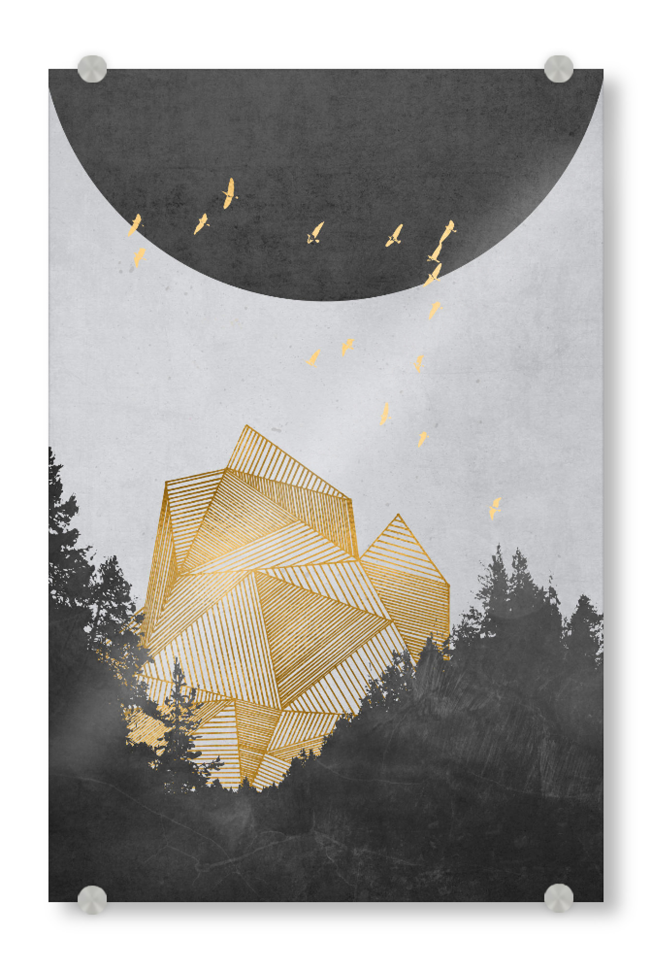 Acrylglasbild "Geometrie Gold Mond" artboxONE - Natur,Reise,Abstrakt,Geometrie