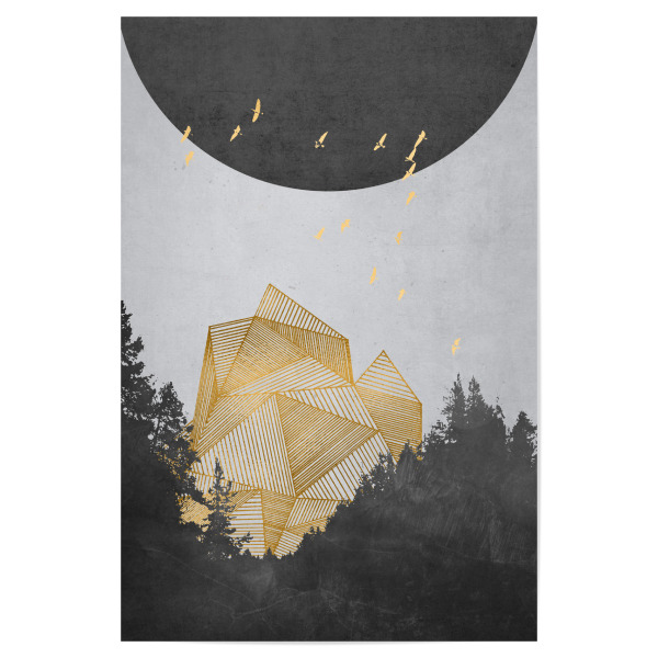 Poster "Geometrie Gold Mond" artboxONE - Natur,Reise,Abstrakt,Geometrie