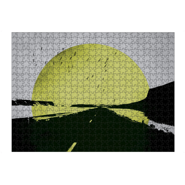 artboxONE Puzzle "Mond Gelb" artboxONE - Abstrakt - Mond,Landschaft,Vögel,Strasse,Skandinavisch,Abstrakt,Natur - Bild mond