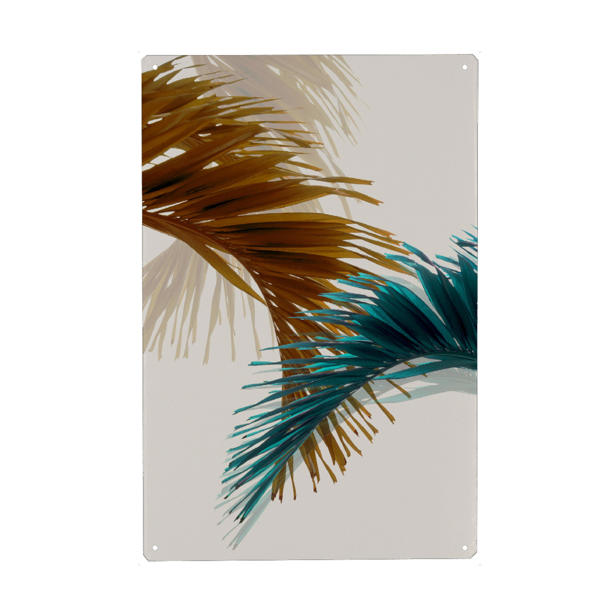 Metall Poster "Abstract Palm Leaves Art" artboxONE - Reise / Strand und Meer - Palm leaves,Palm leaf,Palm,Leaf,Leaves,Tropical,Tropic,Beach