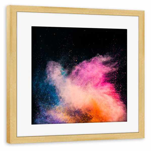 Poster mit Rahmen kiefer "Colorful holi powder blowing up" artboxONE - Abstrakt,Festivals