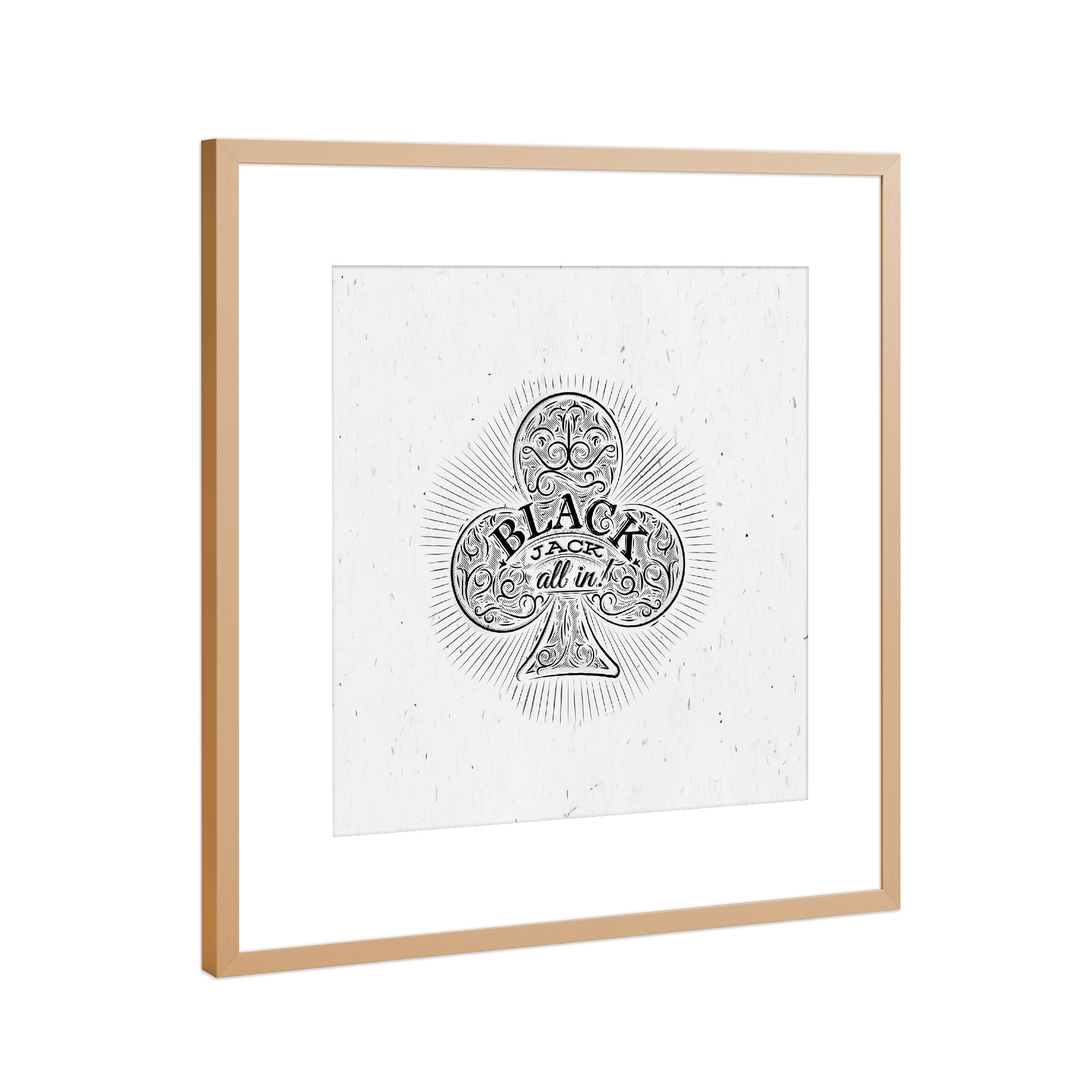 Poster mit Rahmen Kupfer "Clubs black jack" artboxONE - Schwarzweiß,Männer