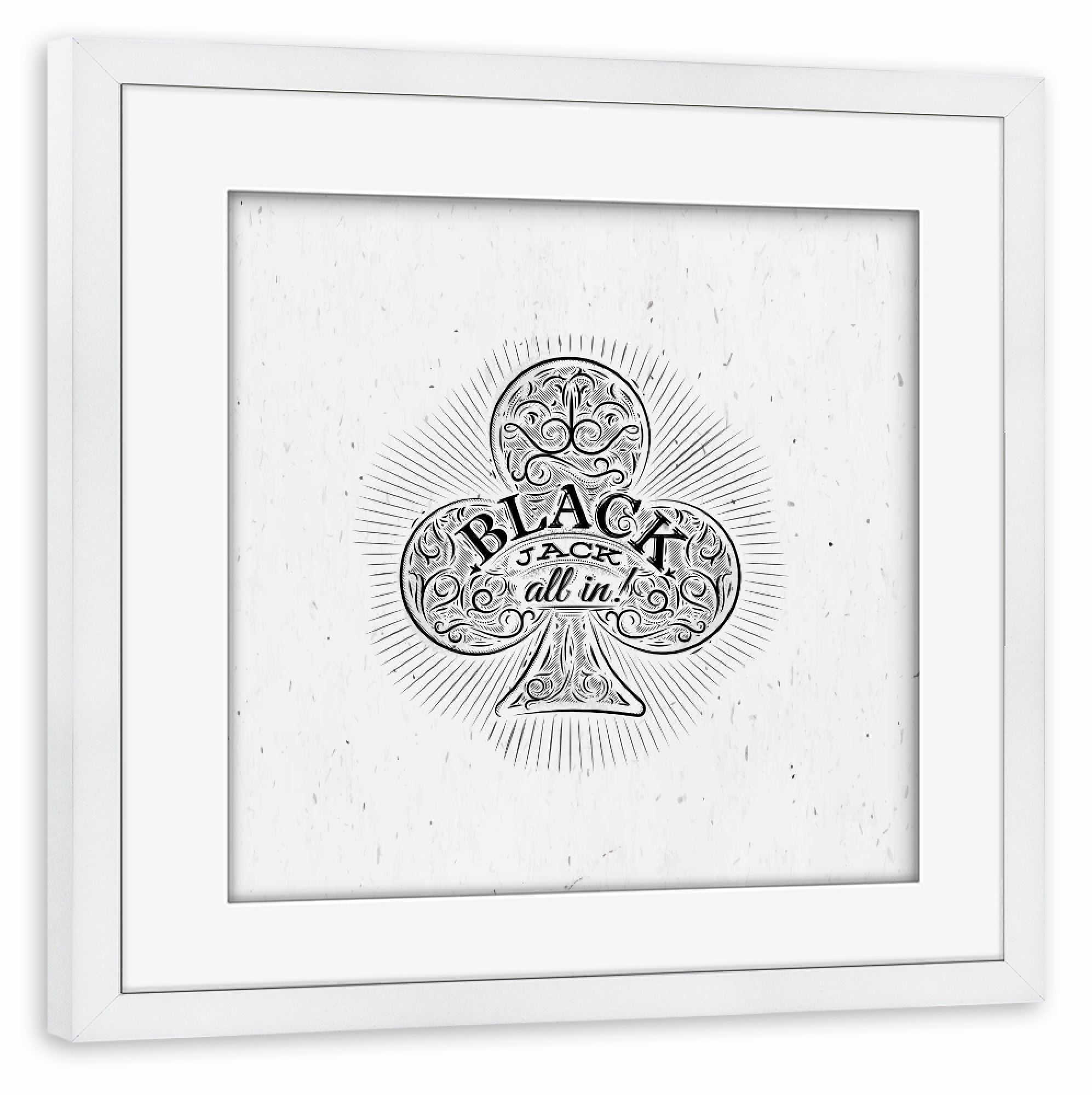 Poster mit Rahmen weiß "Clubs black jack" artboxONE - Schwarzweiß,Männer