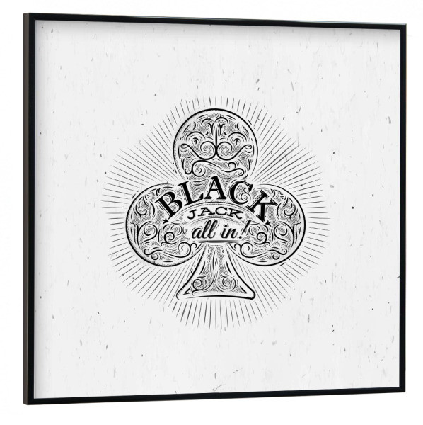 Poster mit schwarzem Rahmen 30x30 cm "Clubs black jack" artboxONE - Schwarzweiß,Männer
