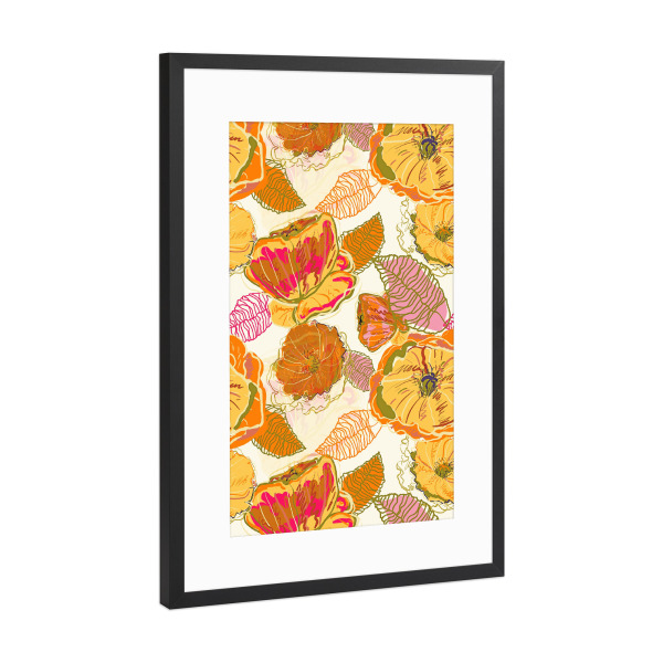 Poster mit Rahmen Schwarz (Metallic) "Fall Floral" artboxONE - Floral