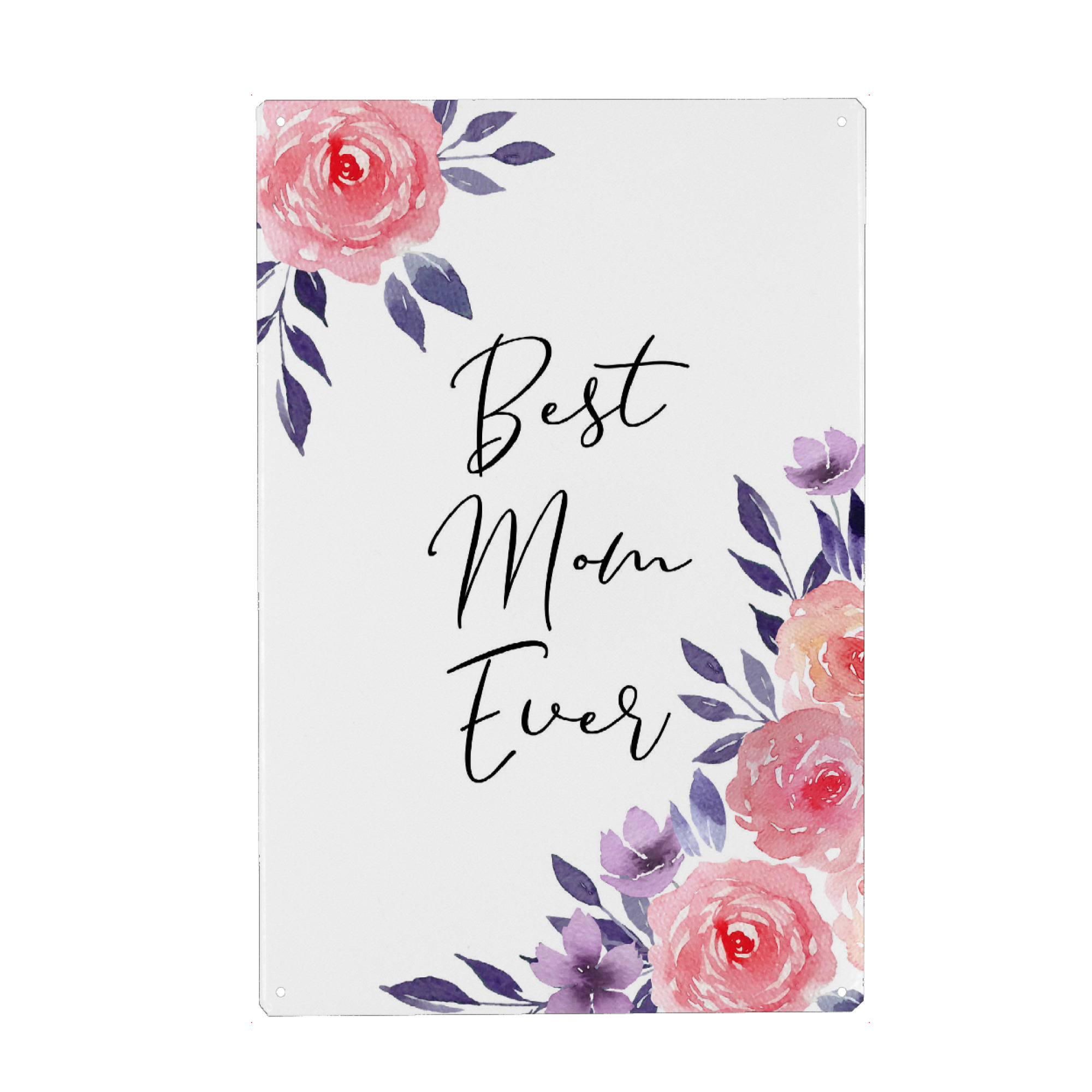 Metall Poster "Best Mom Ever!" artboxONE - Typografie,Floral,Für Mama