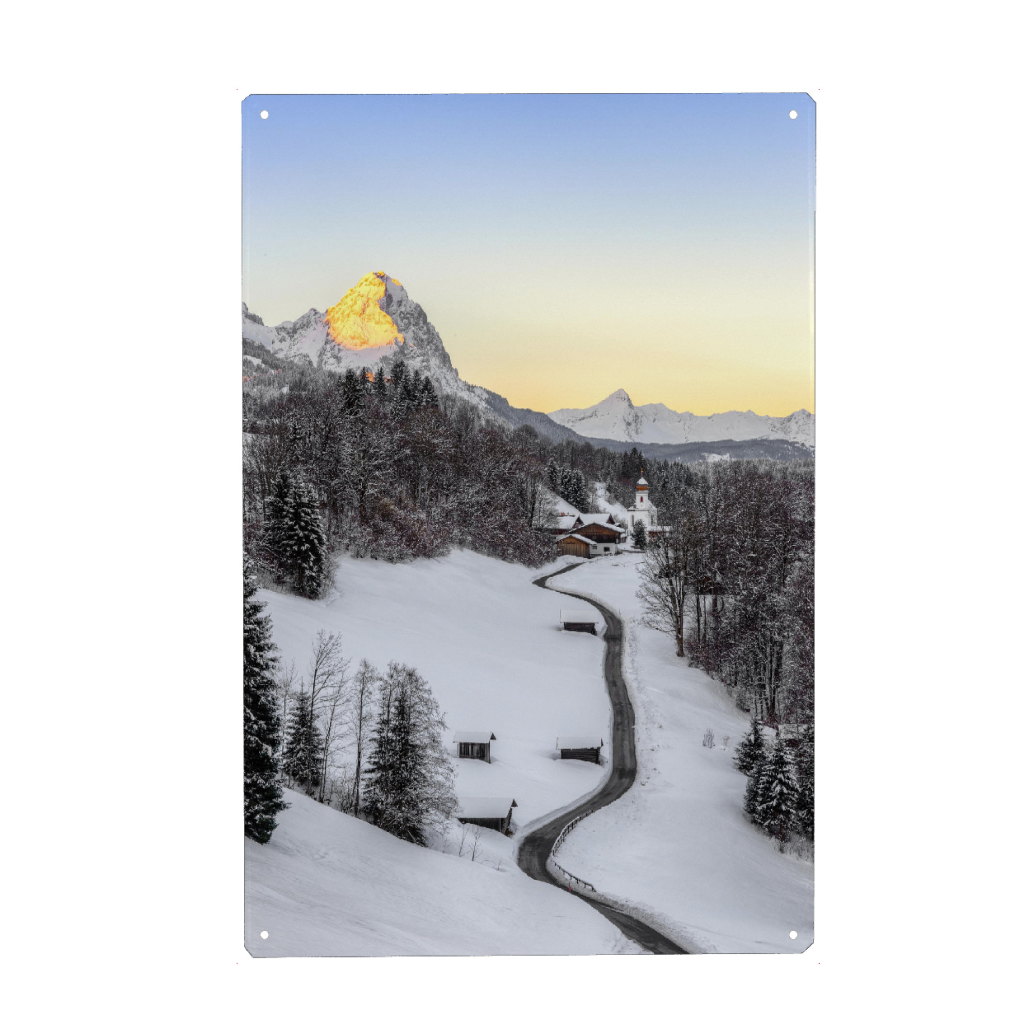 Holzbild "Wintermorgen in Wamberg" artboxONE - Natur,Reise