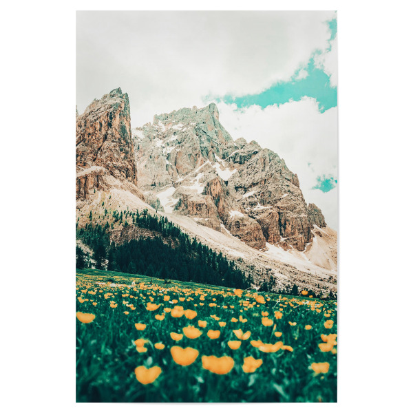 Poster 30x20 cm "Hillside Meadow" artboxONE - Natur - Nature,Landscape,Flowers,Mountains,Sky