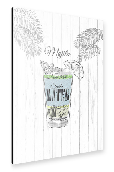 Alu-Dibond "Mojito cocktail wood" 30x20 cm artboxONE