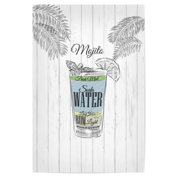 Poster "Mojito cocktail wood" artboxONE - Essen & Trinken / Alkohol - Cocktail,Glass,Alcohol,Illustration,Mojito