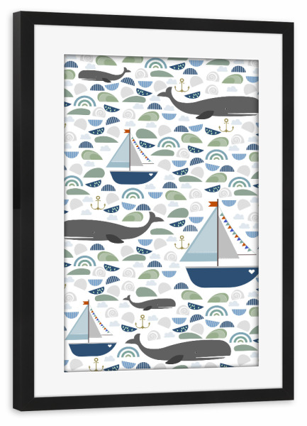 Poster mit Rahmen schwarz "Like a fish in the sea" artboxONE - Tiere,Unterwasser