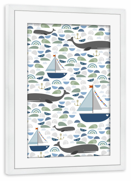 Poster mit Rahmen weiß "Like a fish in the sea" artboxONE - Tiere,Unterwasser