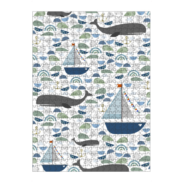 artboxONE Puzzle "Like a fish in the sea" artboxONE - Tiere,Unterwasser - Wal,Blauwal,Unterwasser,Muster,Whales,Fische,Wellen,Boot,Segelboot,Wasser