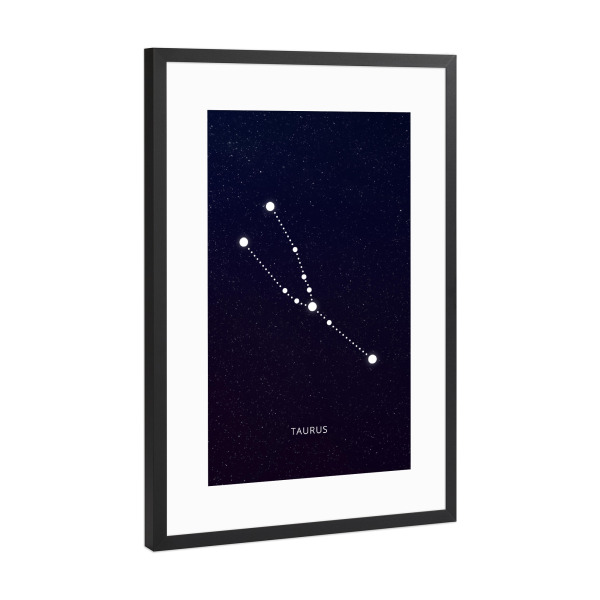 Poster mit Rahmen Schwarz (Metallic) "Taurus zodiac constellation" artboxONE - Schwarzweiß,Galaxy