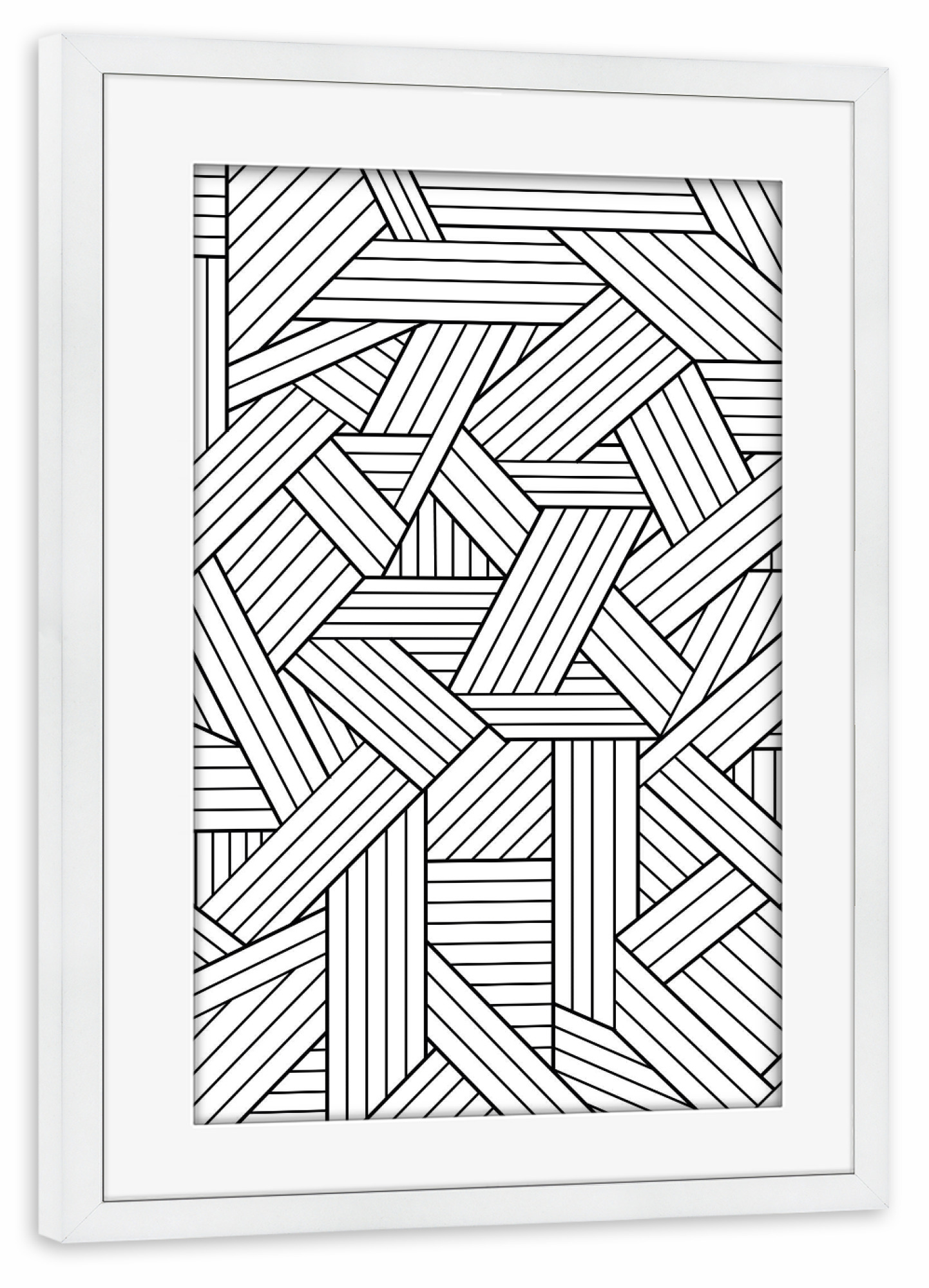 Poster mit Rahmen weiß "Infatuation" artboxONE - Abstrakt,Schwarzweiß - Black and white,Pattern,Minimal,Lines,Geometrical,Abstract